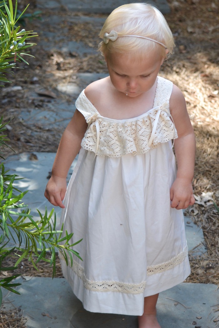 White and Ivory Morning Gown by Strasburg Children as seen on www.thehiveblog.com