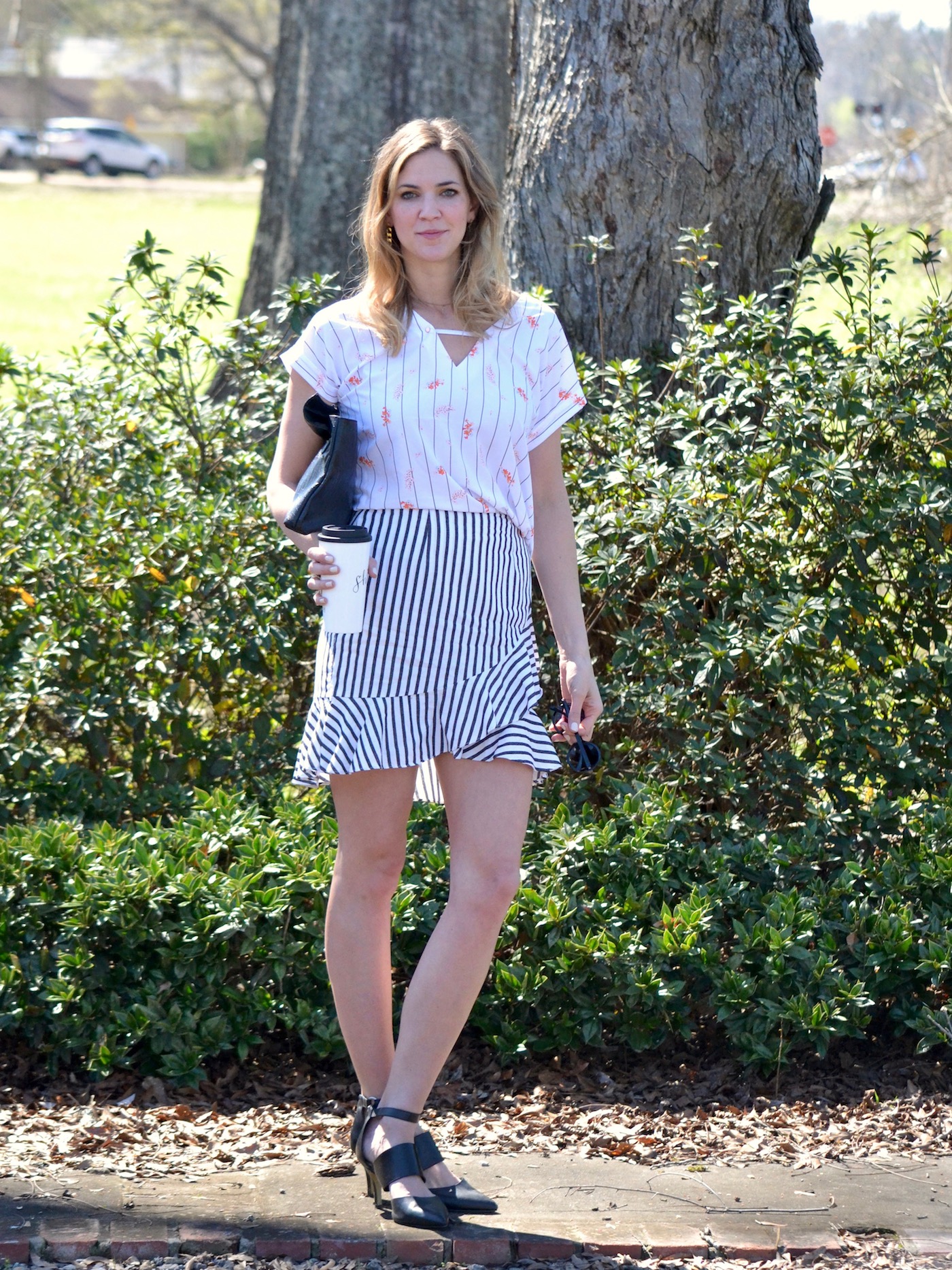 A New Day at Target // Striped Ruffle Skirt and Striped Floral Top // www.thehiveblog.com