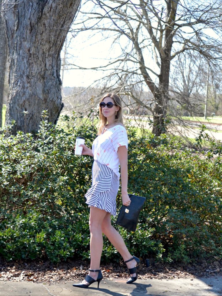 A New Day at Target // Striped Ruffle Skirt and Striped Floral Top // www.thehiveblog.com