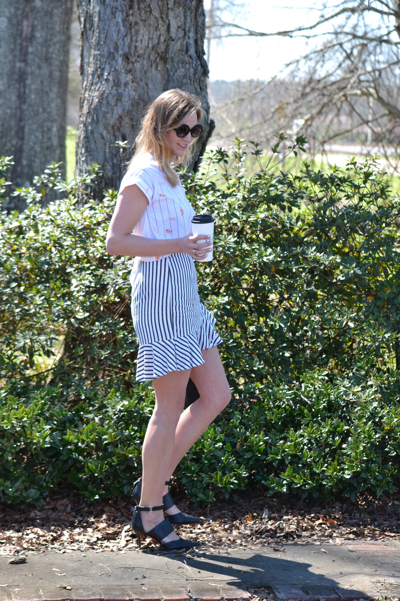 A New Day at Target // Striped Ruffle Skirt and Striped Floral Top // www.thehiveblog.com