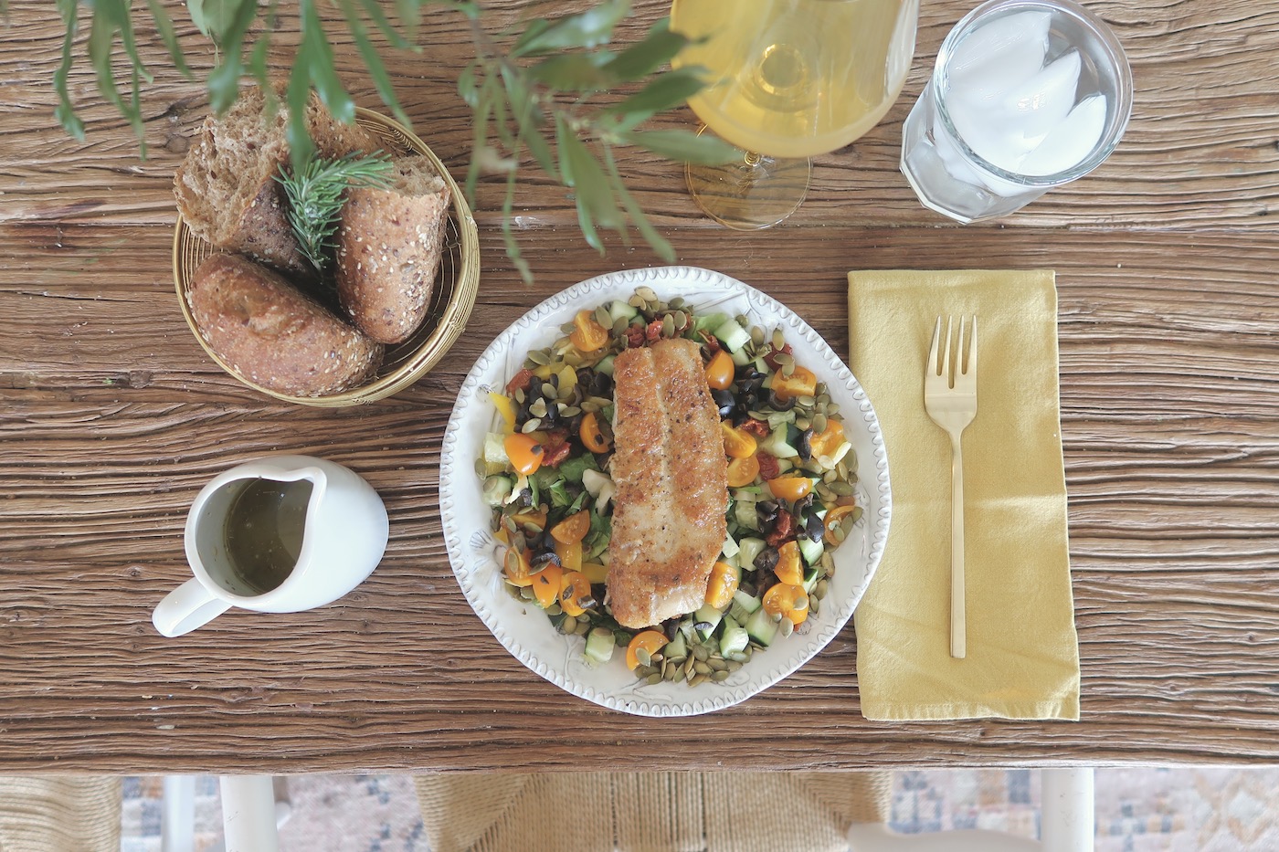 Tuscan Chopped Salad with Pan-Roasted Catfish