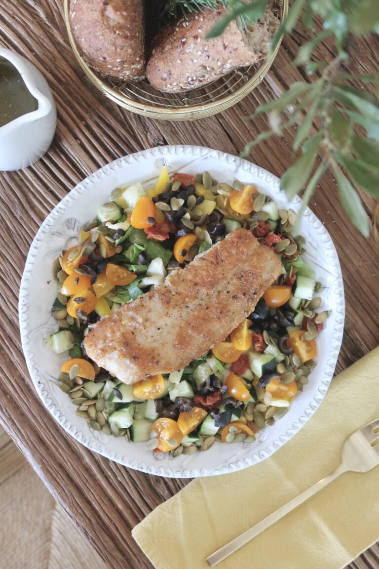 Tuscan Chopped Salad with Pan-Roasted Catfish