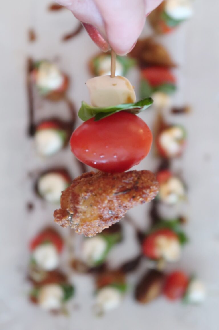 U.S. Farm-Raised Catfish Caprese Skewer appetizer recipe // SO EASY and absolutely delicious!