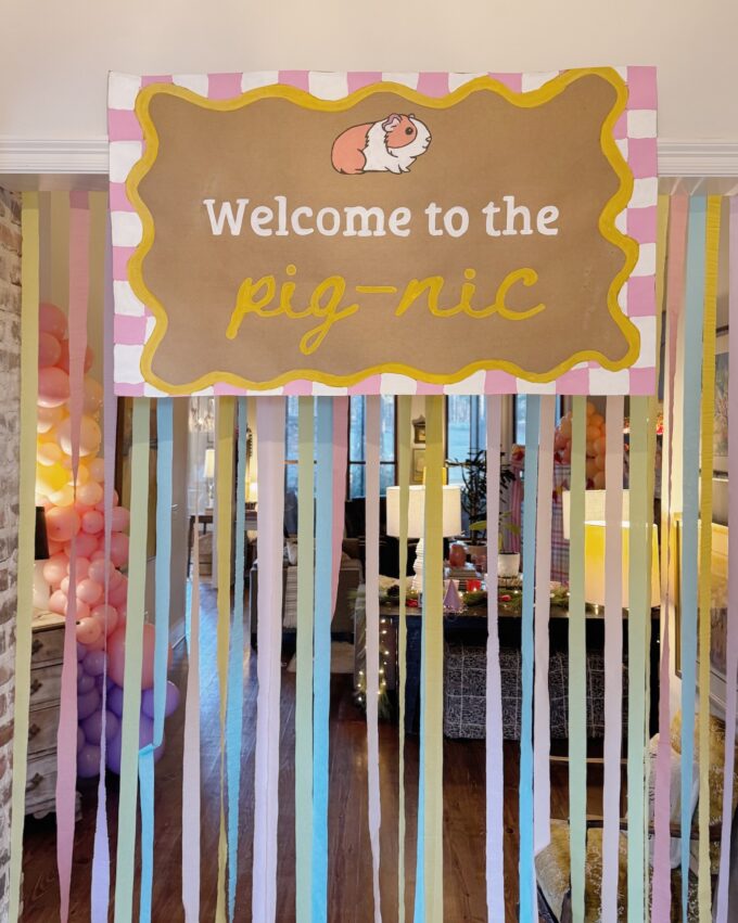 Welcome to our PIG-NIC! Our Guinea pig + picnic themed birthday party!